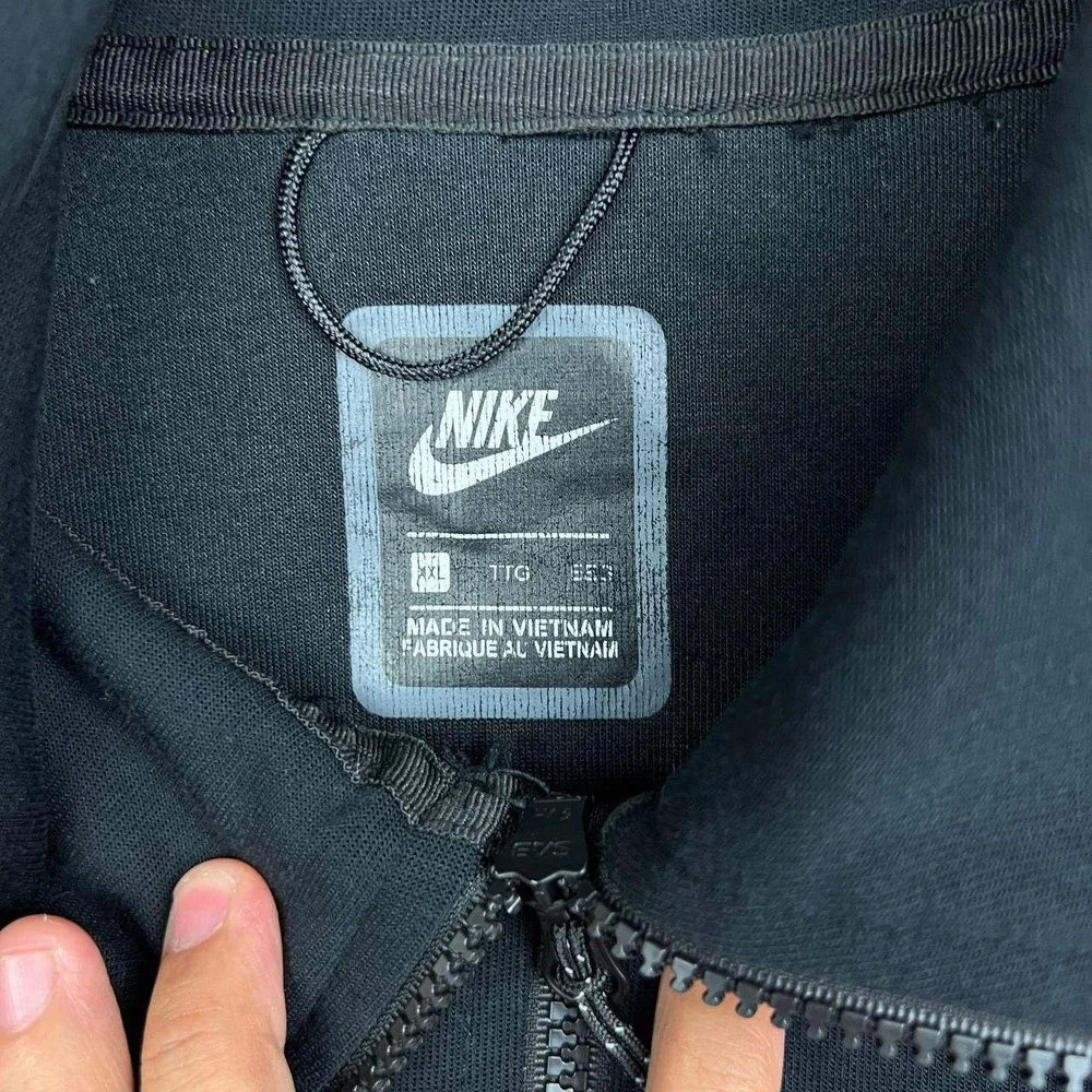Nike Tech Fleece Hoodie Men XXL Black Full Zip Long Sleeve 2XL